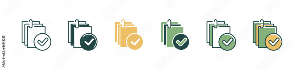 Fototapete task list document approved with checkmark icon vector complete work checklist clipboard symbol illustration for web and app