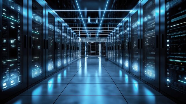 Big Data Center Technology Warehous with Servers Information Digitalization Starts Saas Cloud Computing Web Service, generative ai