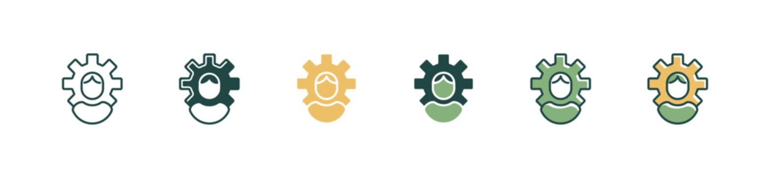 business development human resource training icon with cogwheel gear symbol illustration employee organization management for web and app