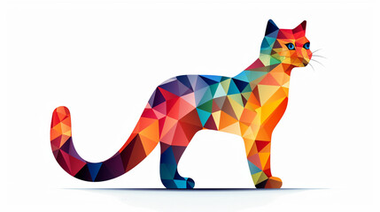 Geometric Play: Cat in Abstract Shapes, Cats, white background, vector style