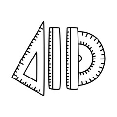 Vector illustration, Set of rulers icon isolated on white. simple office supplies doodle clipart isolated on white background