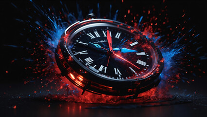 clock in the dark Alarm Clock on fire, time's burning end in fiery clock image, time is money concept. Deadline Dilemmas: How to Thrive under Time Constraints