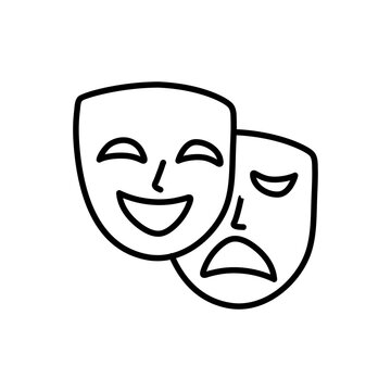 Doodle style drama or theater masks illustration in vector format isolated on white background