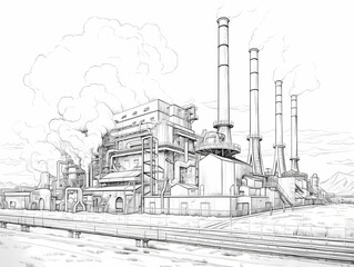 Drawing Of A Factory