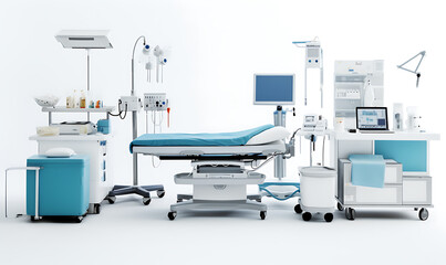 Medical equipment set background, medical device, view on front, with clean white background Ai image generative - Powered by Adobe