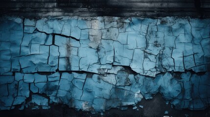 Fototapeta premium Beautiful abstract grunge blue painted wall background with copy space, old cracked paint.