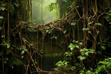 Fototapeta na wymiar Vines in Amazon rainforest - French Guiana. Generative AI
