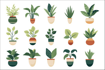 set of decorative plant illustration vector for art project 