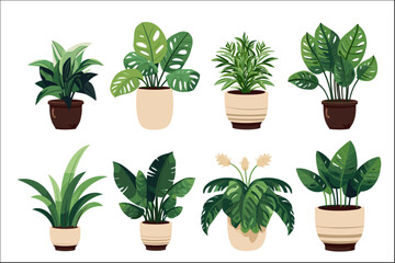 set of decorative plant illustration vector for art project 