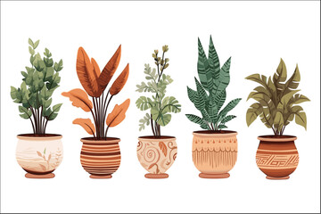 set of decorative plant illustration vector for art project 