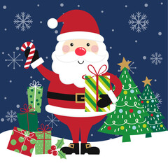 Santa on the snow land with gift!