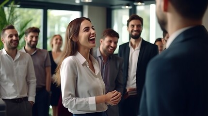 Business people meeting and laughing together
