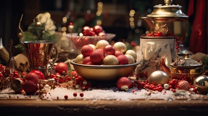 Christmas table setting, Christmas scene