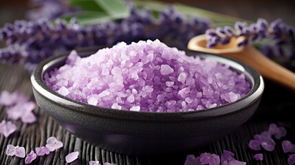 Lavender culinary salt. Beauty procedures and relaxation in beauty salons.
