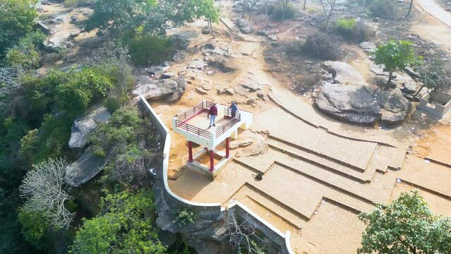 The Rajdari and Devdari waterfalls are located within the lush green Chandraprabha Wildlife Sanctuary view from Drone