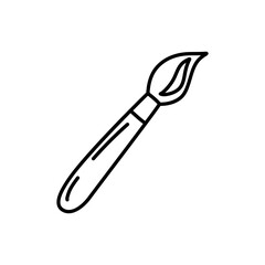 Hand drawn doodle paint brush. Vector sketch illustration of black outline art brush
