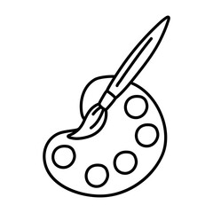 Hand drawn doodle paint brush. Vector sketch illustration of black outline art brush