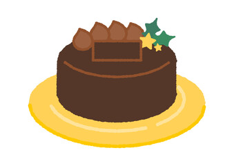 チョコレートクリスマスケーキのイラスト素材