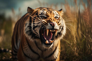 Fototapeta premium the tiger animal roared angrily