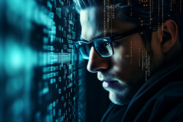 Generative ai collage picture image of professional it specialist programming online computer system