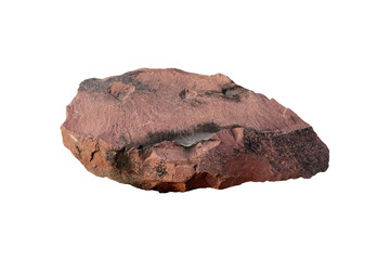 Red sandstone rock isolated on white background. Stone for outside garden decoration.
