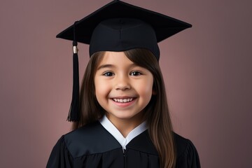 Child in a graduation cap against a solid color background - Achievement and Potential - AI Generated