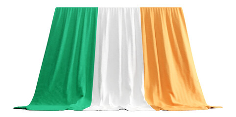 irish flag curtain in 3d rendering ireland's natural beauty
