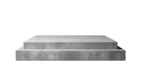 Empty Gray concrete stone podium for product display presentation isolated on transparent background. PNG file, cut out