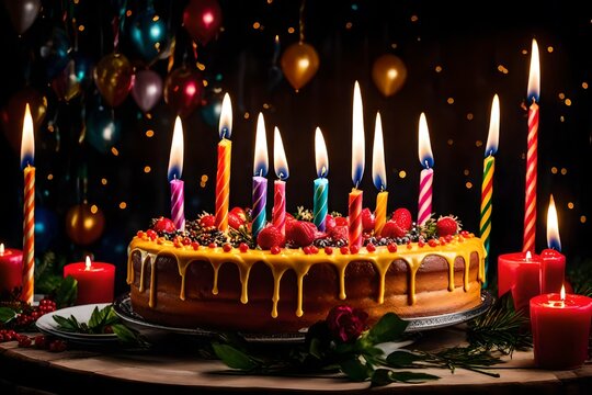 birthday cake candles Generated Ai