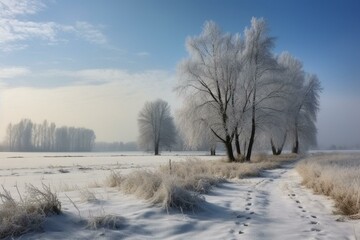 Obraz na płótnie Canvas Winter landscape with trees. Generative AI