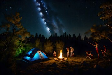 tent at night Generated Ai