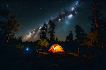 camping in the night Generated Ai
