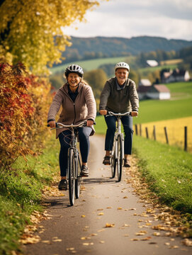 A Photo of Seniors Cycling Through the Countryside