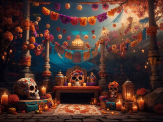 dia de los muertos Skull decoration banner