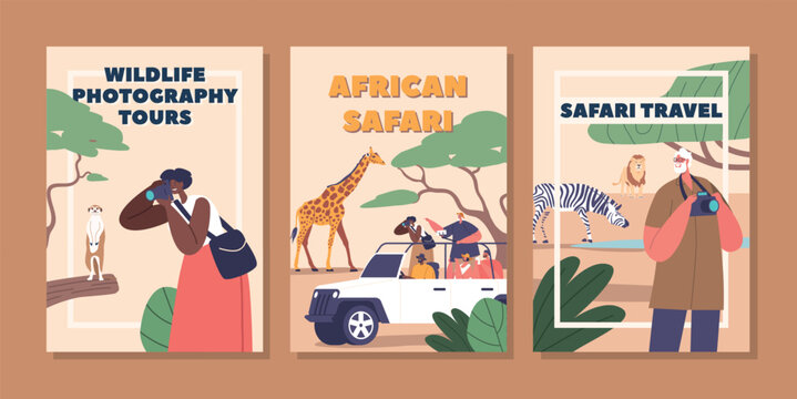 Banners with Adventurous Travelers Explore Africa On A Thrilling Safari Photography Tour, Marveling At Exotic Wildlife