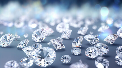 Diamonds on white bokeh background.