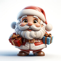 3D santa claus dressed in christmas, christmas and snow background, generative ai