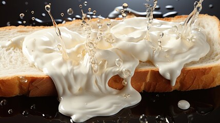 Milk splash seamless pattern on bread