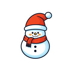 Cartoon Vector cute Snowman Christmas Illustration