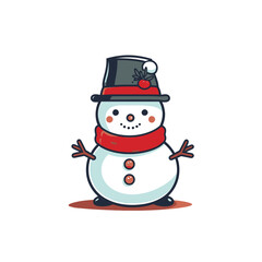 Cartoon Vector cute Snowman Christmas Illustration