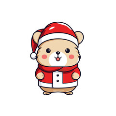 Cartoon Vector cute Hamster Christmas Illustration