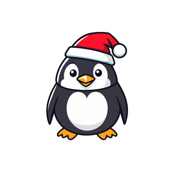Cartoon Vector cute Penguin Christmas Illustration