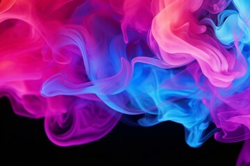 Colorful smoke clouds with pink and blue neon background. Generative AI