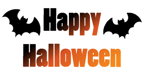 Happy Halloween and bats - orange gradient color - great for website, email, greeting card, presentation, postcard, book, t-shirt, sweatshirt, sticker, book, gift wrap, printables

