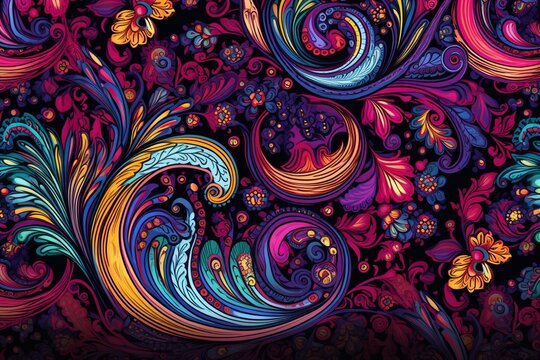 Background featuring an elegant Indian paisley border pattern. Generative AI