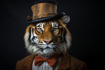 cool tiger wearing a hat