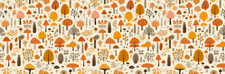 Cosy Autumn Seamless Pattern Design, Earthy brown and orange tones, Autumn inspired