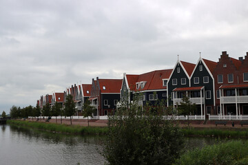 Typical houses in the old town of Volendam, Netherlands