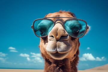 a cool camel with glasses