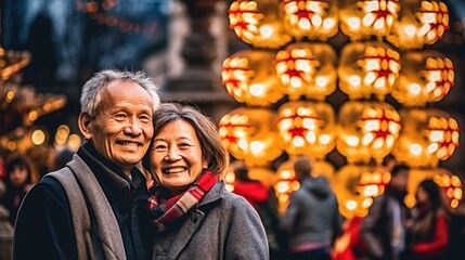 Elderly asian couple on vacation